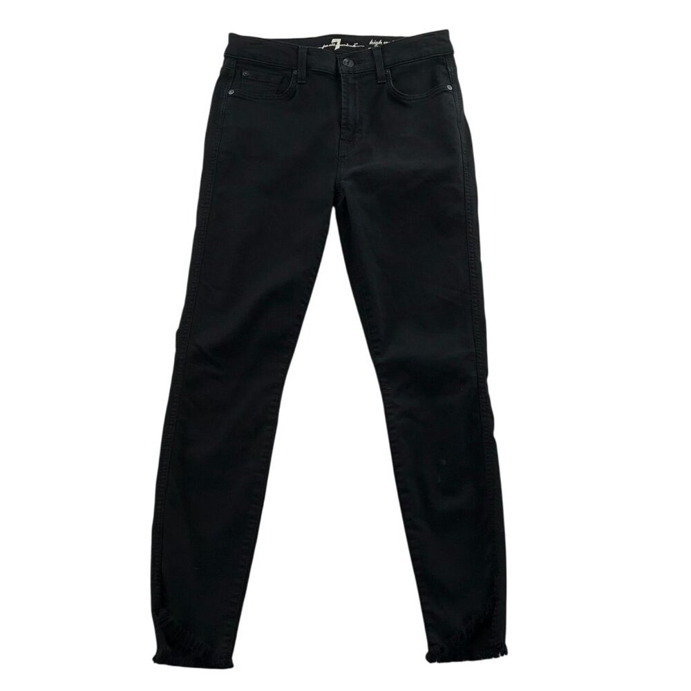 7 For All Mankind Womens Gwenever Jeans 27 Black Denim High Waist Ankle Skinny